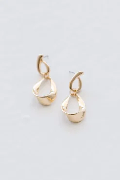 Joni Twisted Teardrop Earrings Gold
