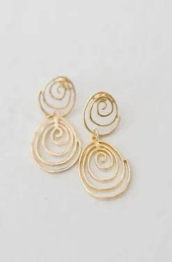 Josie Swirl Drop Earrings Gold