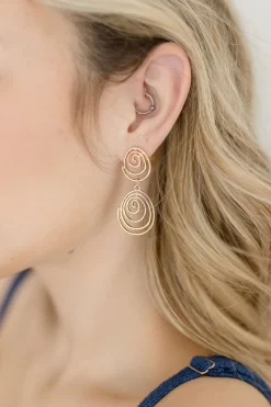 Josie Swirl Drop Earrings Gold