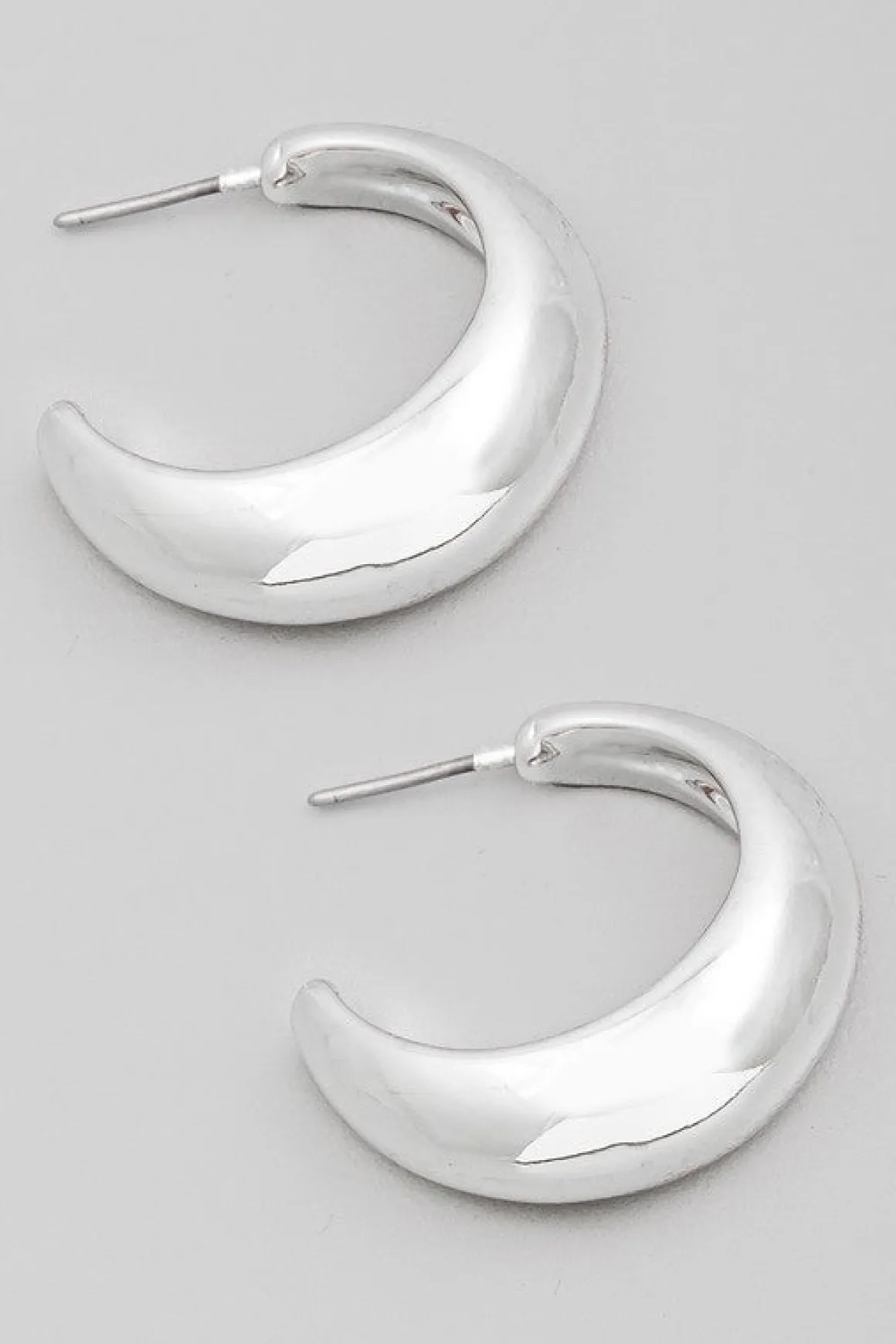 Kacie Chunky Semi Hoop Earrings Silver