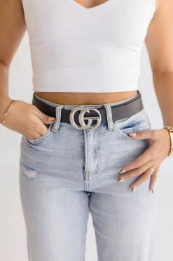Kendra Logo Buckle Belt Black