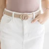 Kendra Logo Buckle Belt Nude