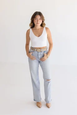 Kendra Logo Buckle Belt Nude