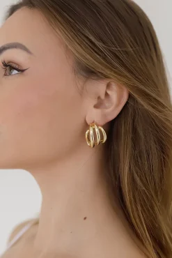 Khloe Twisted Stacked Earrings Gold