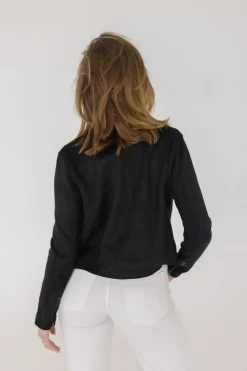 London Vegan Suede Moto Jacket Black