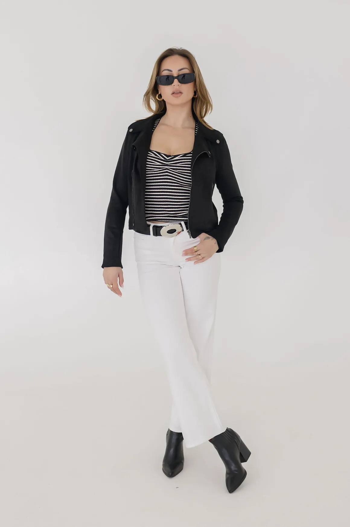 London Vegan Suede Moto Jacket Black