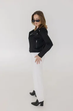 London Vegan Suede Moto Jacket Black
