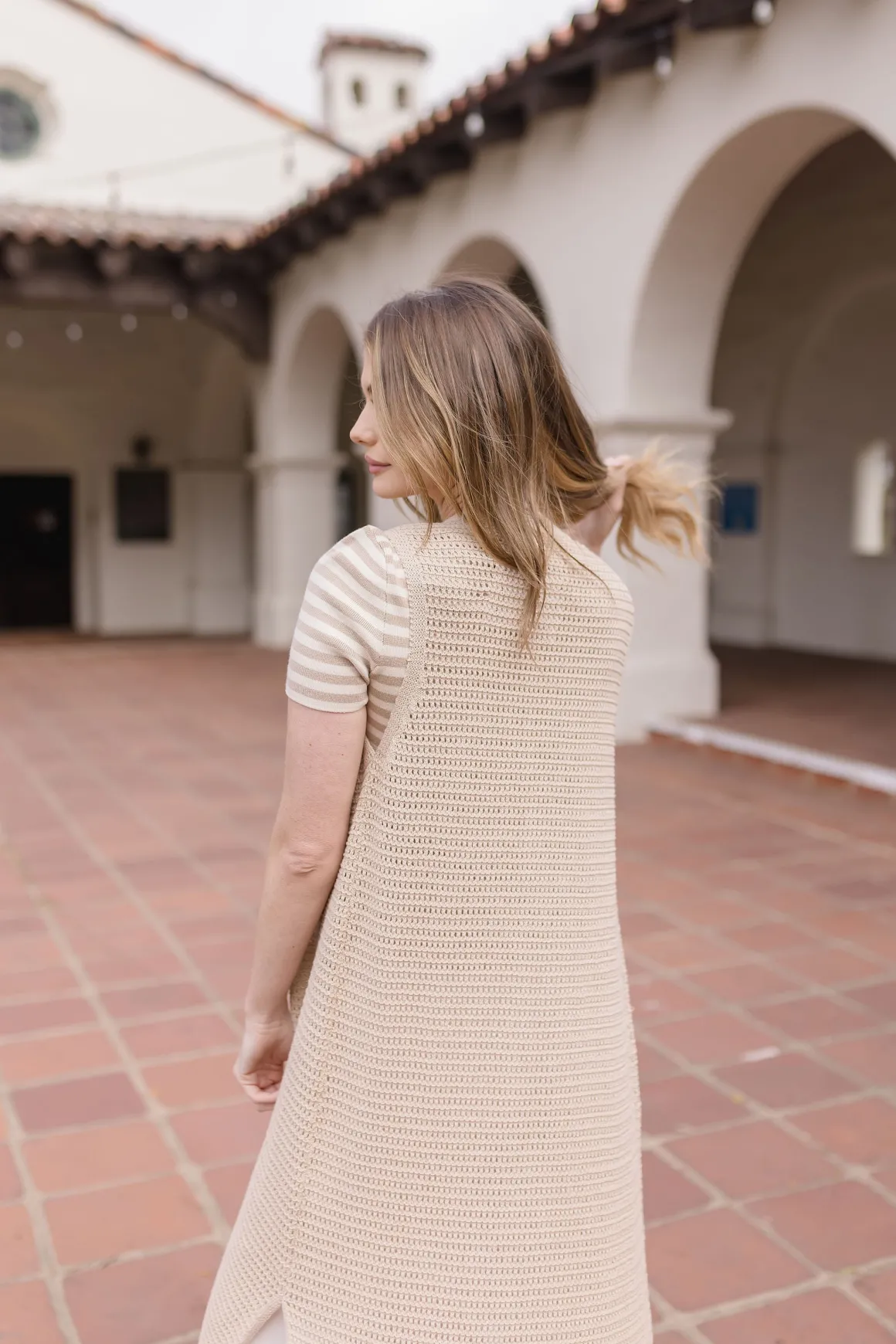 Mae Sleeveless Knit Button Down Long Cardigan Taupe