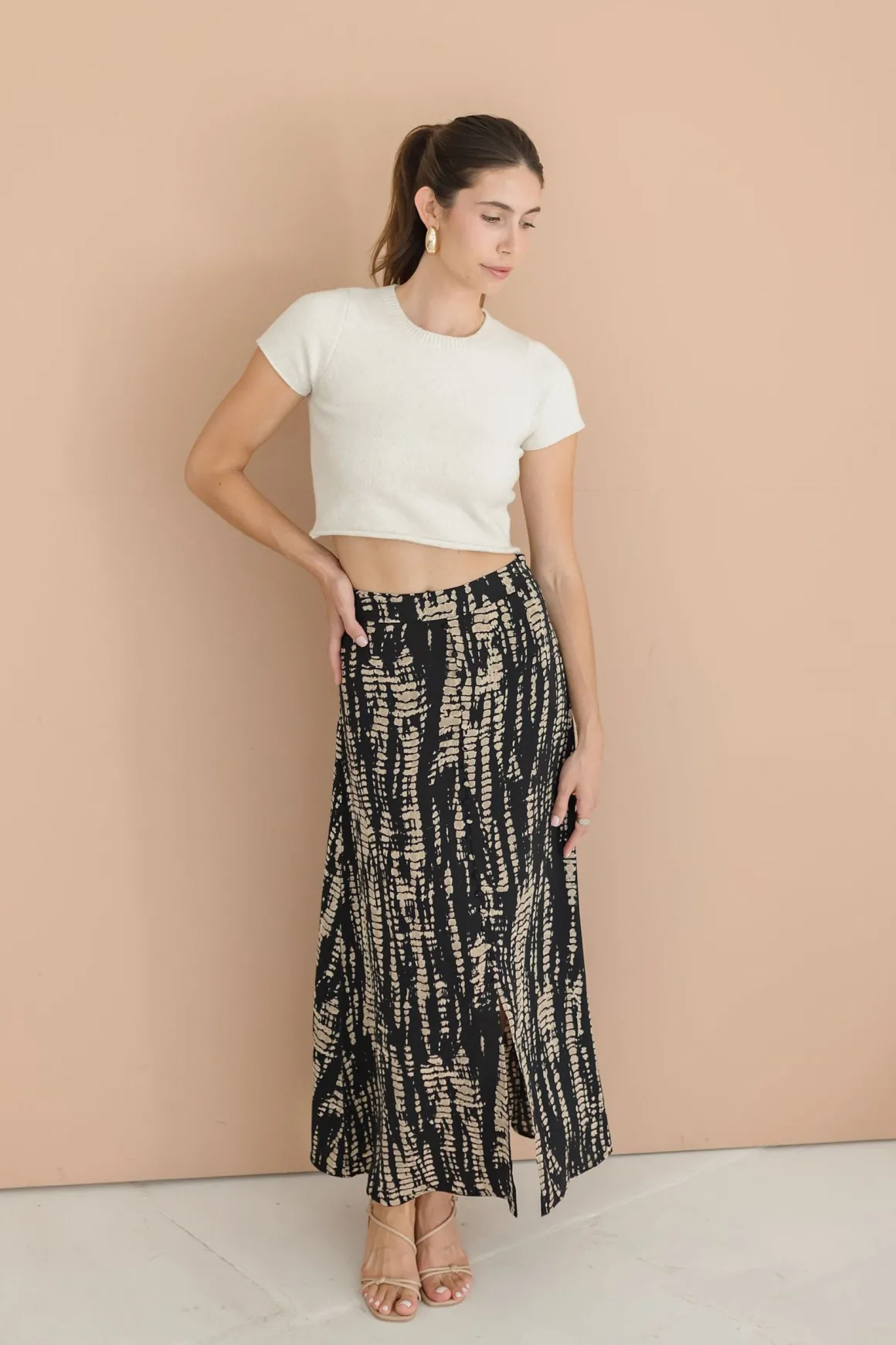 Maryann Short Sleeve Cropped Sweater Top Cream