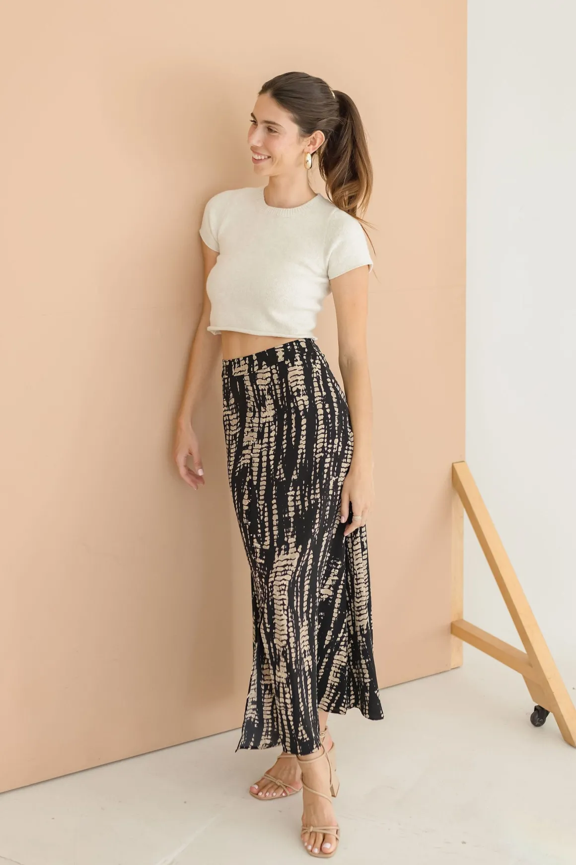 Maryann Short Sleeve Cropped Sweater Top Cream