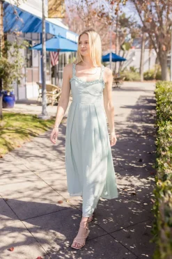 Mckayla Sleeveless Ruffle Trim Midi Dress Mint