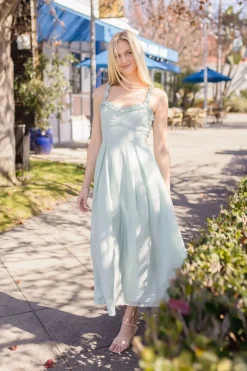 Mckayla Sleeveless Ruffle Trim Midi Dress Mint