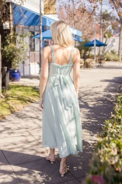 Mckayla Sleeveless Ruffle Trim Midi Dress Mint