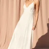 Minnie Sleeveless Open Back Stripe Linen Maxi Dress Ivory
