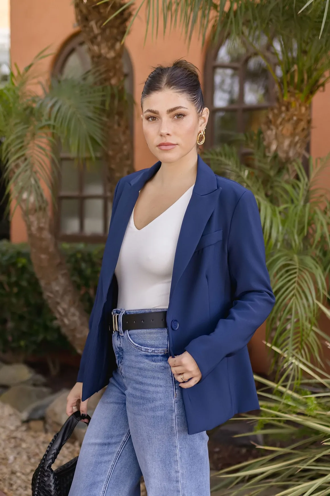 Monique Long Sleeve Notched Lapel Blazer Navy