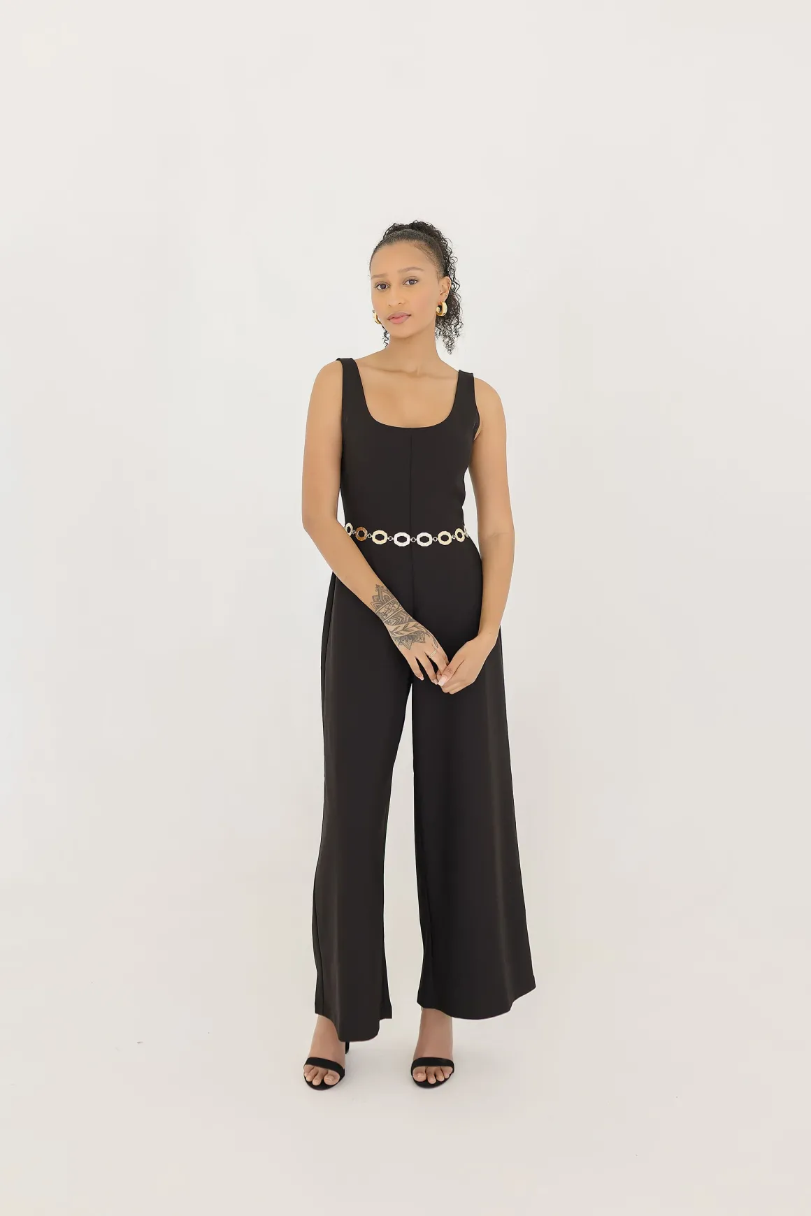 Noah Double Circle Buckle Straw Waist Belt Tan