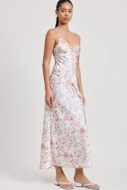 Poppy Sleeveless Floral Print Maxi Dress Ivory