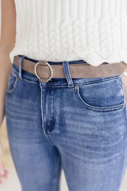 Quinn Adjustable Circle Buckle Belt Brown