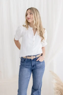 Quinn Adjustable Circle Buckle Belt Nude