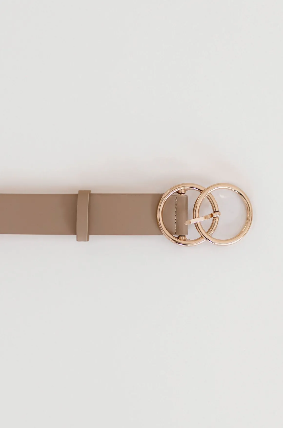 Regina Double Ring Faux Leather Belt Taupe