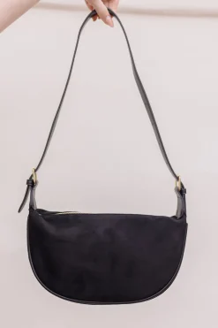 Riley Faux Suede Shoulder Purse Black
