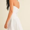 Rochelle Sleeveless Drop Waist Pleated Mini Dress White