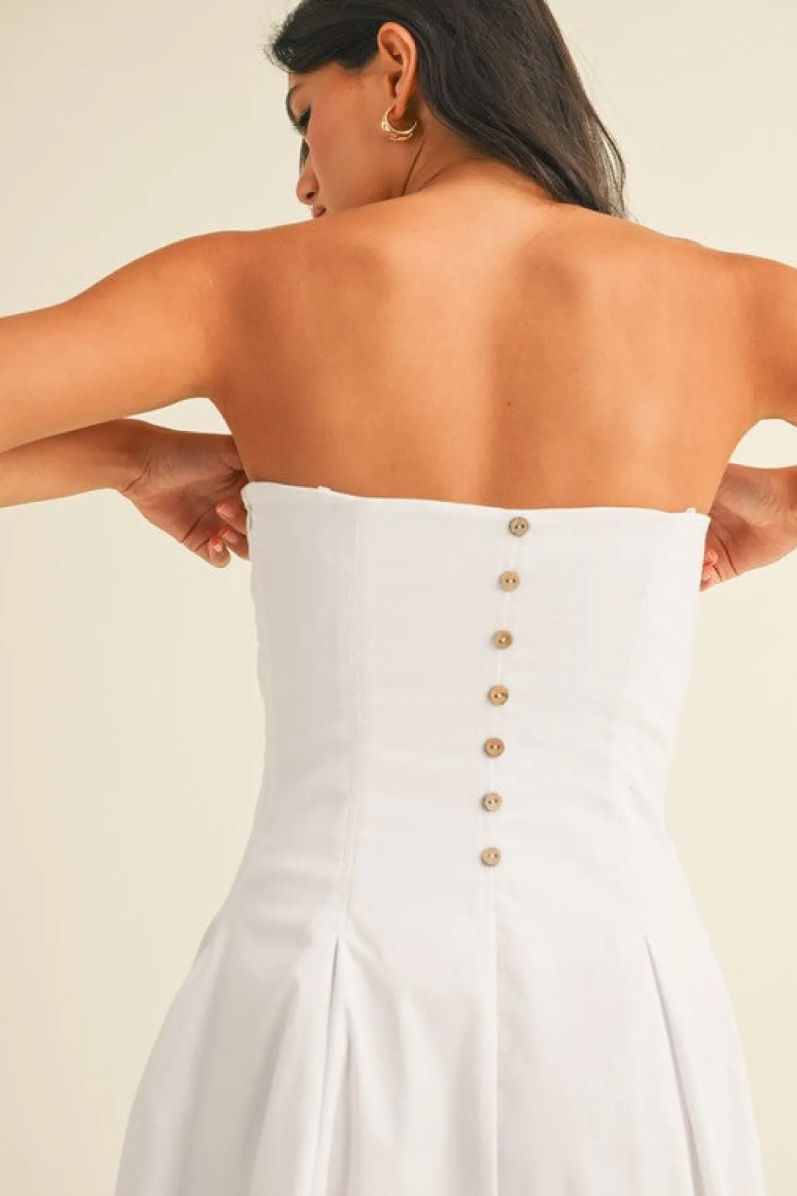 Rochelle Sleeveless Drop Waist Pleated Mini Dress White