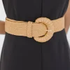 Rosa Large Buckle Straw Waist Belt Tan