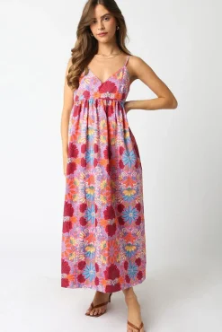 Rosemary Sleeveless Floral Print Maxi Dress Pink