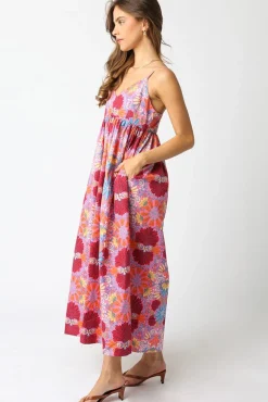 Rosemary Sleeveless Floral Print Maxi Dress Pink