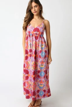 Rosemary Sleeveless Floral Print Maxi Dress Pink
