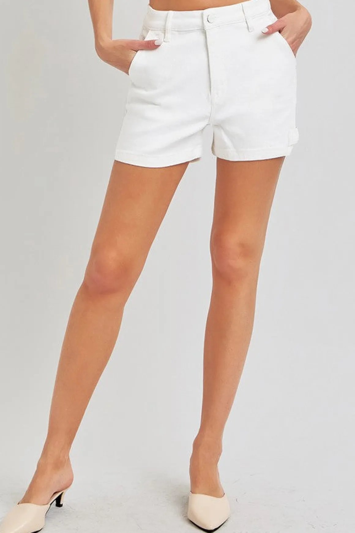 Rowan High Rise Denim Shorts White