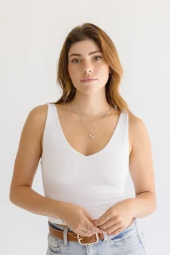 Roxie Layered Clear Disc Charm Necklace Silver