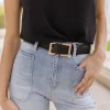 Sarah Double Metal Buckle Vegan Leather Belt Black