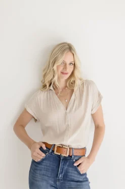 Sarah Double Metal Buckle Vegan Leather Belt Brown