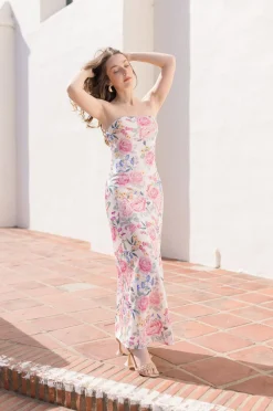Stella Sleeveless Floral Print Maxi Dress Blush