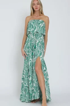 Tida Sleeveless Paisley Print Maxi Dress Green