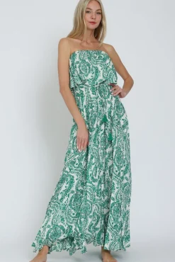 Tida Sleeveless Paisley Print Maxi Dress Green