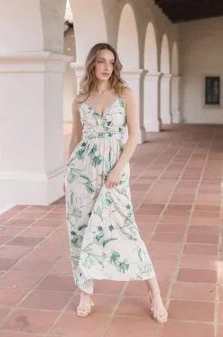 Tinsley Sleeveless Printed Maxi Dress Green