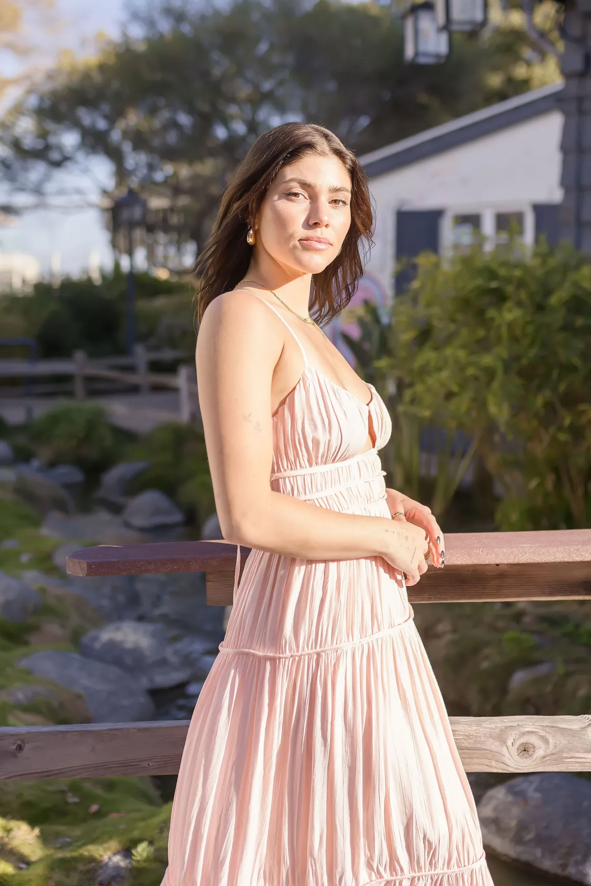 Trish Sleeveless Ruffled Back Tie Maxi Dress Pink