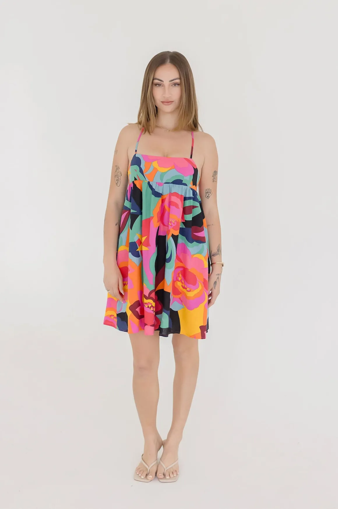 Tyra Sleeveless Floral Print Mini Dress