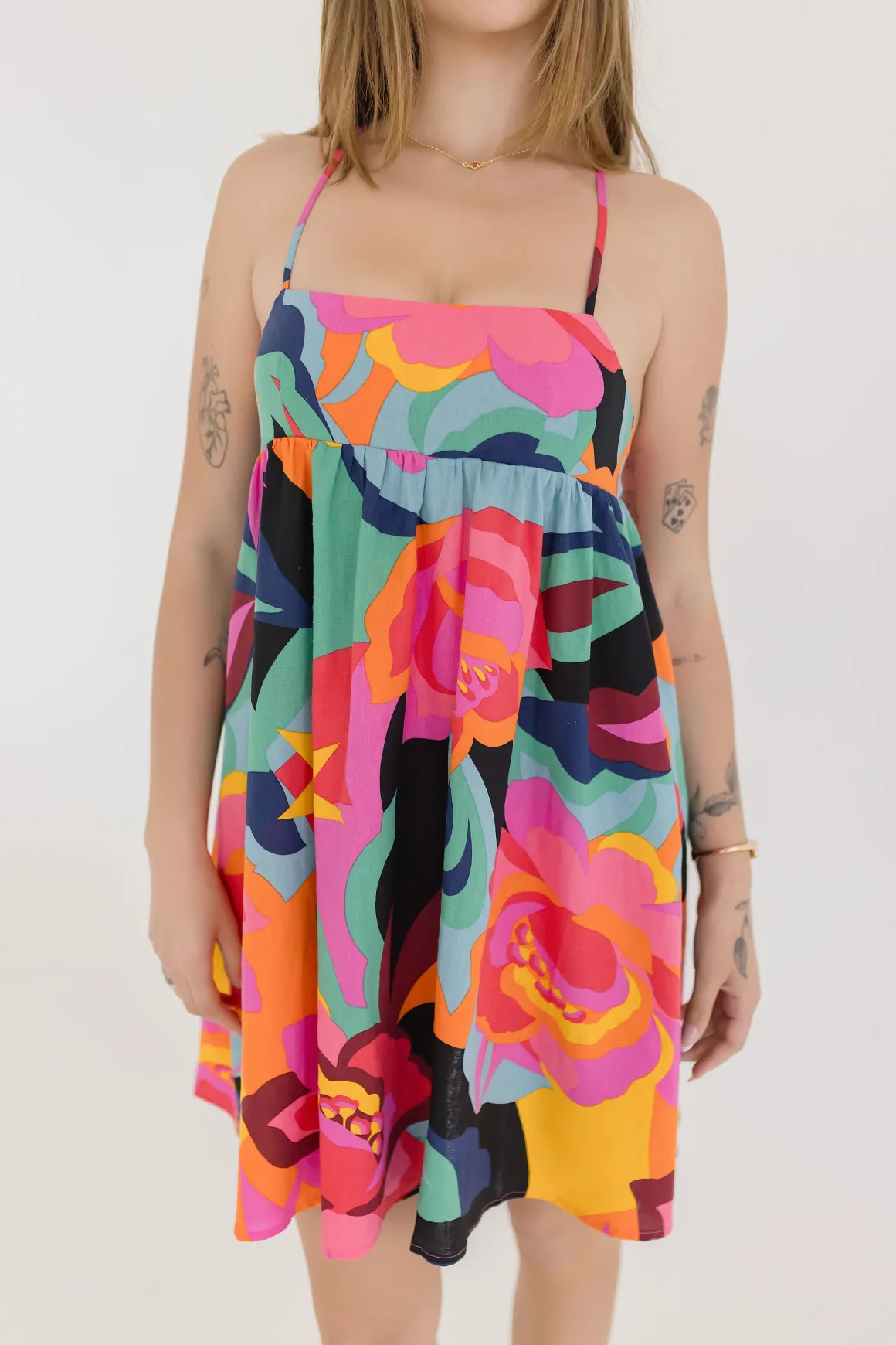 Tyra Sleeveless Floral Print Mini Dress