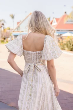 Waitlist 5/10 ♥ Jess Short Puff Sleeve Floral Print Midi Dress Peach
