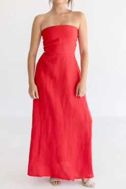 Waitlist 4/20 ♥ Ari Sleeveless Linen Maxi Dress Red