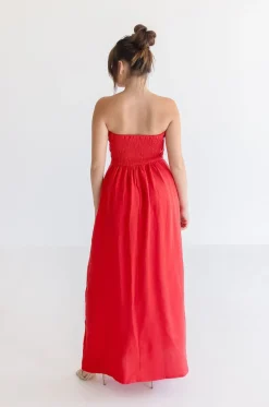 Waitlist 4/20 ♥ Ari Sleeveless Linen Maxi Dress Red