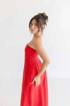 Waitlist 4/20 ♥ Ari Sleeveless Linen Maxi Dress Red