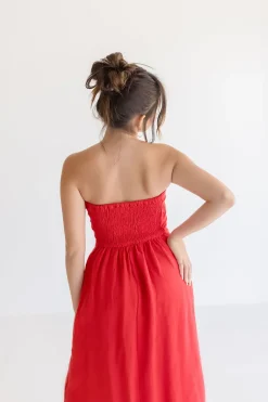 Waitlist 4/20 ♥ Ari Sleeveless Linen Maxi Dress Red