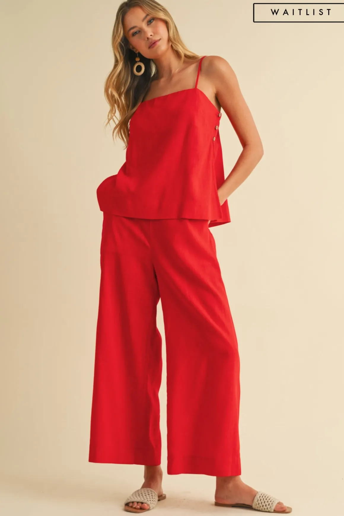 Waitlist 5/20 ♥ Callie Sleeveless Tunic Top And Wide Leg Pants Set Red