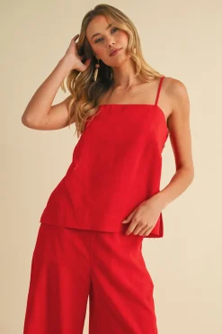 Waitlist 5/20 ♥ Callie Sleeveless Tunic Top And Wide Leg Pants Set Red
