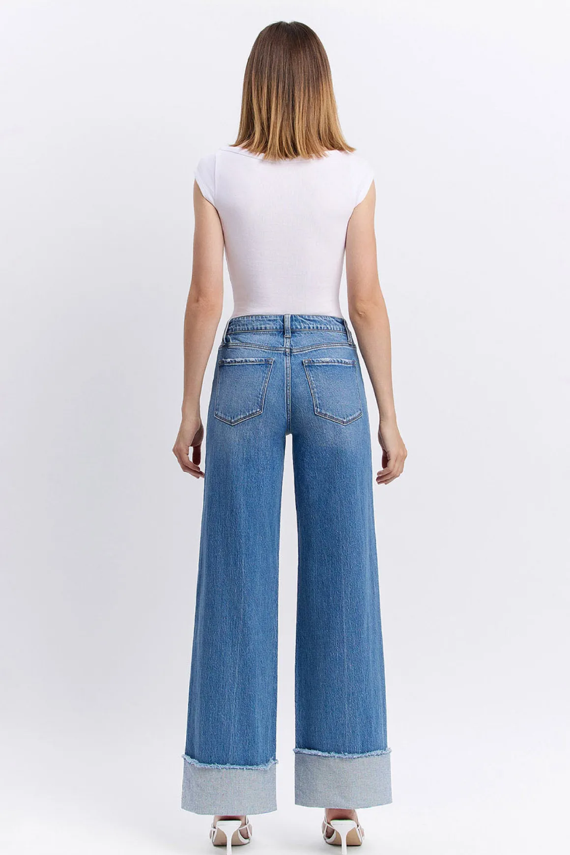 Waitlist 6/5 ♥ Carol High Rise Cuffed Wide Leg Jeans Medium Wash